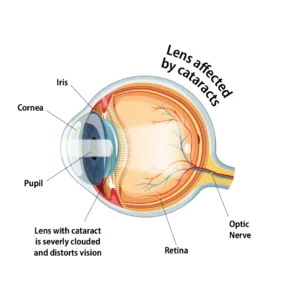 Lens affected by cataracts
